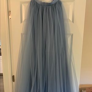 Dusty blue tulle maxi skirt